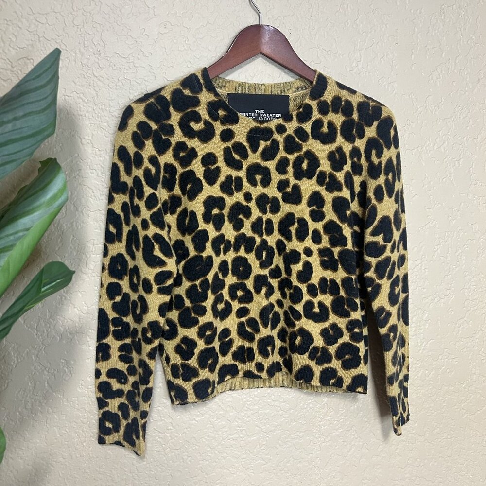 Marc Jacob’s The Printed Sweater Pull-over Top Yellow Leopard Size Small